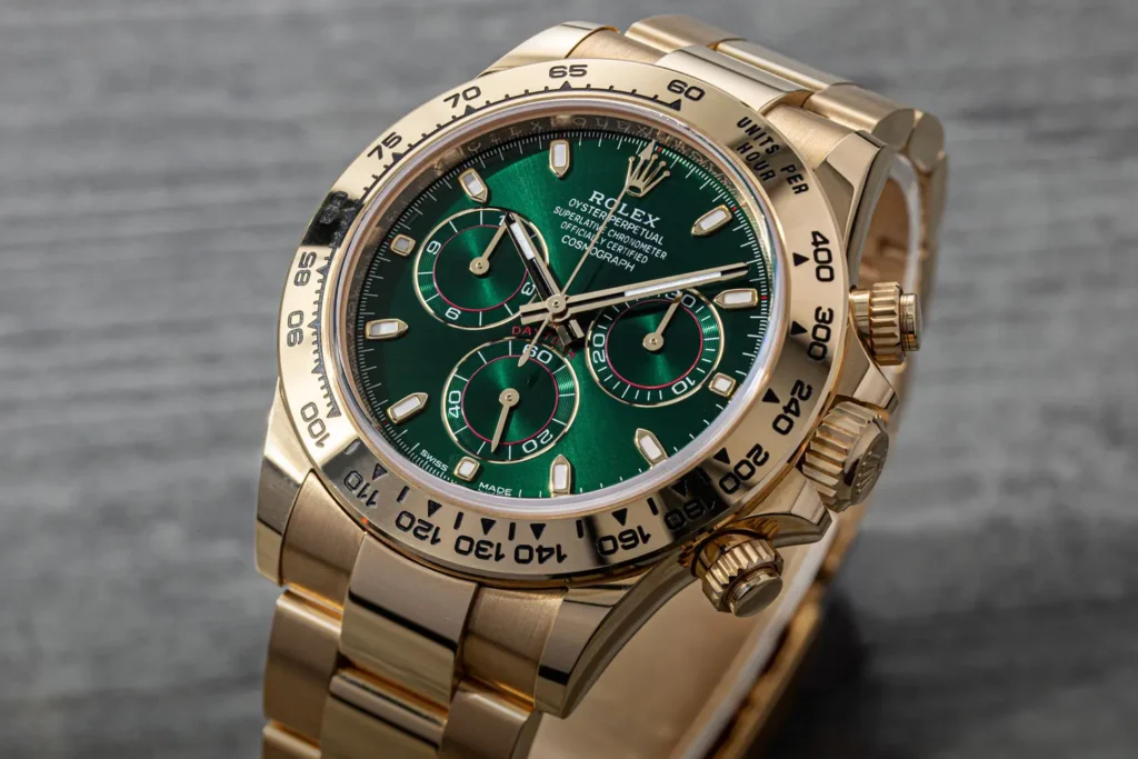 Fake Rolex Watch for Enthusiasts: Rolex Daytona 116508 Green Dial Yellow Gold Model